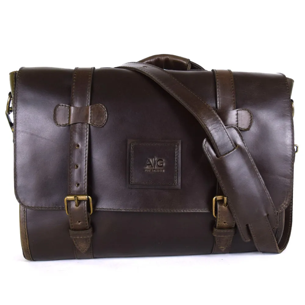 Wyoming Portfolio Briefcase in Chocolate Leather