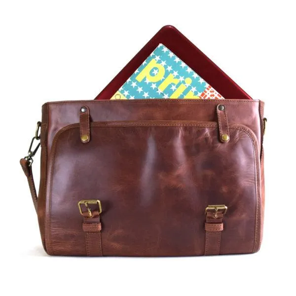 Wyoming Portfolio Briefcase in Rustic Brown Leather